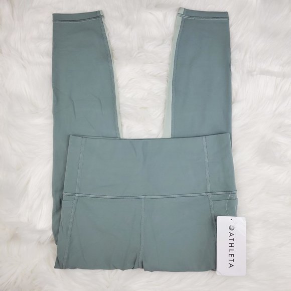 NWOT Athleta Green Colorblock Salutation Leggings - Picture 4 of 7